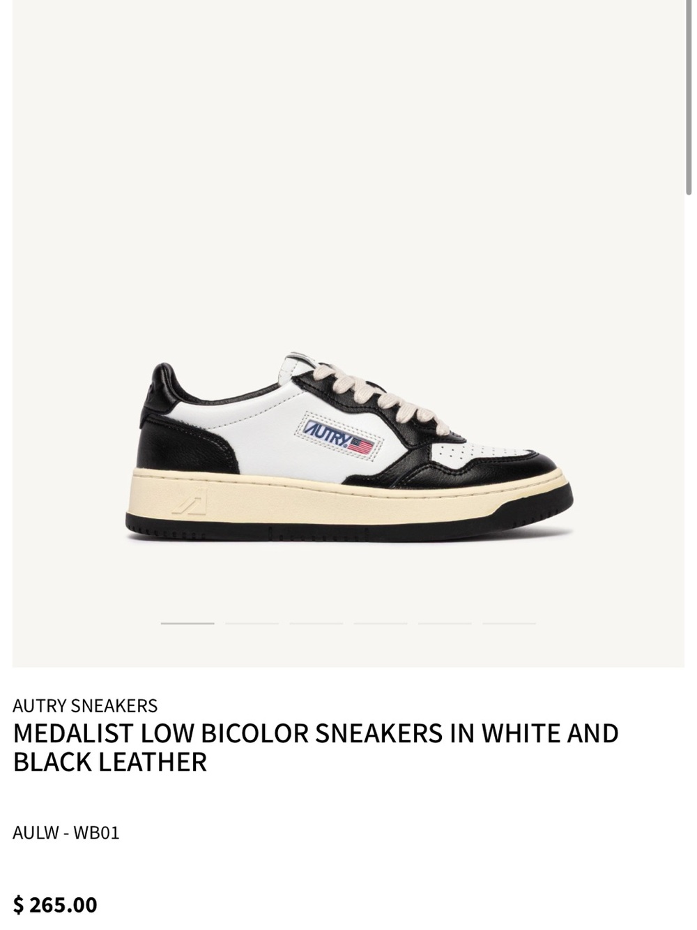 Autry Medalist Low Sneakers in White and Black leather